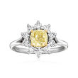 C. 2000 Vintage 1.55 ct. t.w. Yellow and White Diamond Ring in Platinum