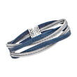 ALOR Blue and Gray Stainless Steel Cable Cuff Bracelet