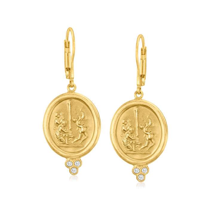 Italian Tagliamonte Cameo-Style Drop Earrings with Diamond Accents in 18kt Gold Over Sterling