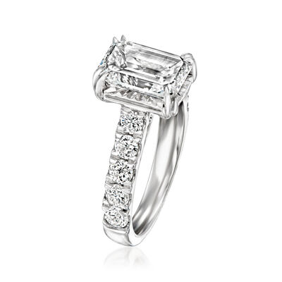 4.00 ct. t.w. Emerald-Cut and Round Lab-Grown Diamond Ring in 14kt White Gold