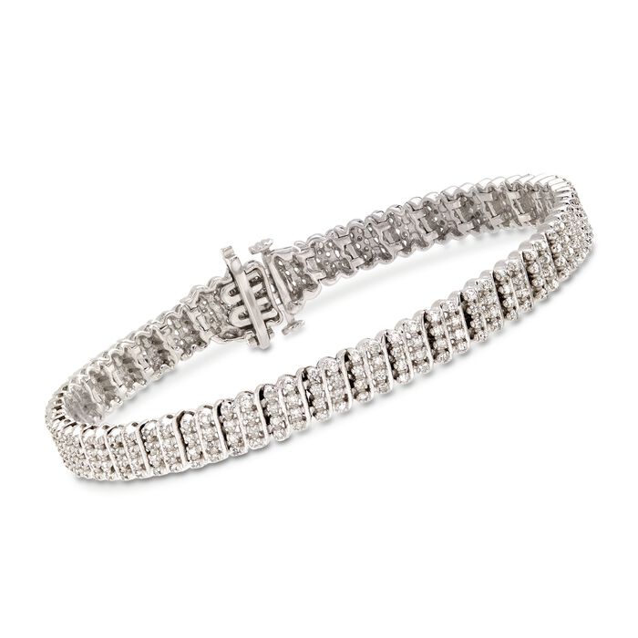 1.20 ct. t.w. Diamond Multi-Row Bracelet in Sterling Silver