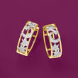 .15 ct. t.w. Diamond Celestial Hoop Earrings in Two-Tone Sterling Silver