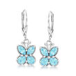 1.60 ct. t.w. Aquamarine Butterfly Drop Earrings in Sterling Silver