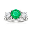 2.10 Carat Emerald Ring with 1.00 ct. t.w. Lab-Grown Diamonds in 14kt White Gold