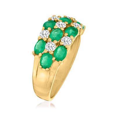 2.00 ct. t.w. Emerald and .49 ct. t.w. Diamond Ring in 18kt Yellow Gold