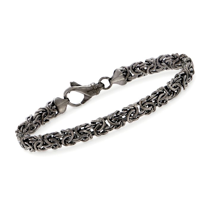 Sterling Silver Byzantine Bracelet in Black