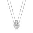.90 ct. t.w. CZ Two-Strand Drop Necklace in Sterling Silver