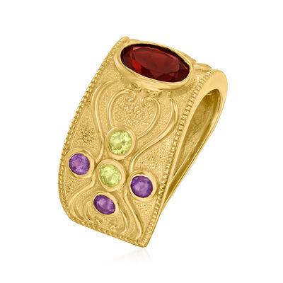 1.70 ct. t.w. Multi-Gemstone Ring in 18kt Gold Over Sterling