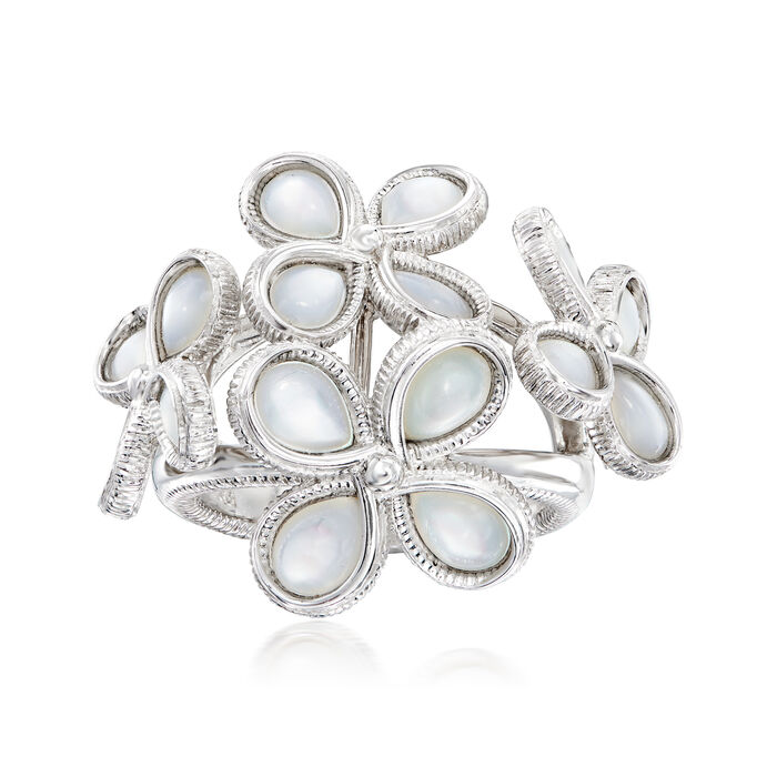 Judith Ripka &quot;Jardin&quot; Mother-of-Pearl Flower Ring in Sterling Silver