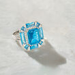 7.80 ct. t.w. Blue Topaz and .19 ct. t.w. Diamond Halo Ring in 14kt White Gold