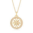 .84 ct. t.w. Diamond Floral Openwork Circle Pendant Necklace in 14kt Yellow Gold