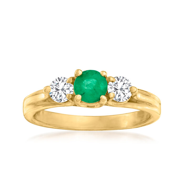 .50 Carat Emerald and .40 ct. t.w. Diamond Ring in 18kt Yellow Gold