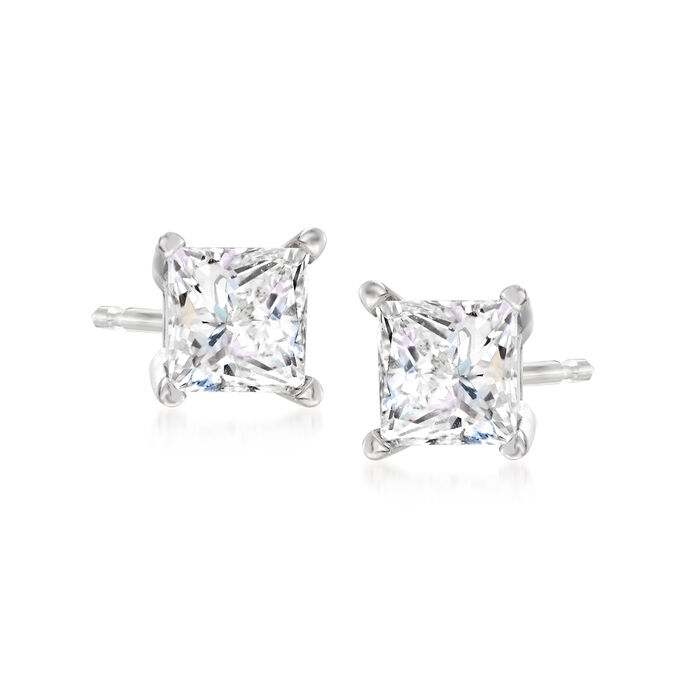 1.00 ct. t.w. Princess-Cut Diamond Stud Earrings in 14kt White Gold