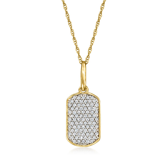 .20 ct. t.w. Diamond Mini Dog Tag Pendant Necklace in 14kt Yellow Gold