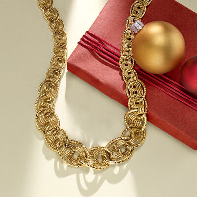 14kt Yellow Gold Oval Rolo-Link Necklace