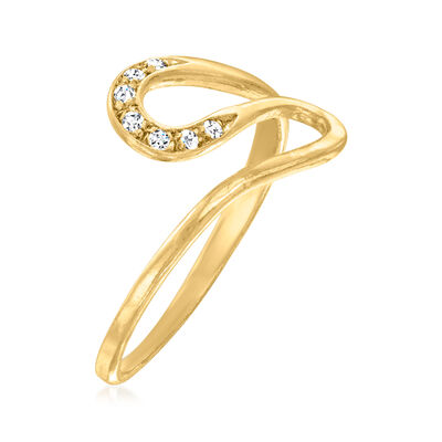 Diamond-Accented Wave Ring in 18kt Gold Over Sterling