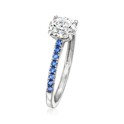 1.00 Carat Lab-Grown Diamond Ring with .30 ct. t.w. Sapphires in 14kt White Gold