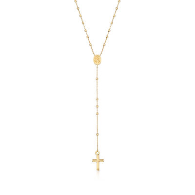 Italian 14kt Yellow Gold Miraculous Medal Rosary Necklace