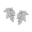 1.00 ct. t.w. Diamond Leaf Earrings in 14kt White Gold