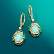 Opal Drop Earrings with .64 ct. t.w. Multicolored Diamonds and .70 ct. t.w. Multi-Gemstones in 14kt Yellow Gold