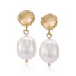 9mm Cultured Pearl Thumbnail Dangle Earrings in 14kt Yellow Gold