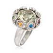 5.50 Carat Green Prasiolite and .39 ct. t.w. Multi-Stone Ring in Sterling Silver