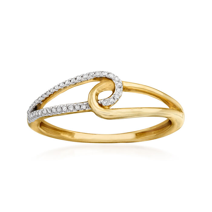 14kt Yellow Gold Interlocking Loop Ring with Diamond Accents | Ross-Simons