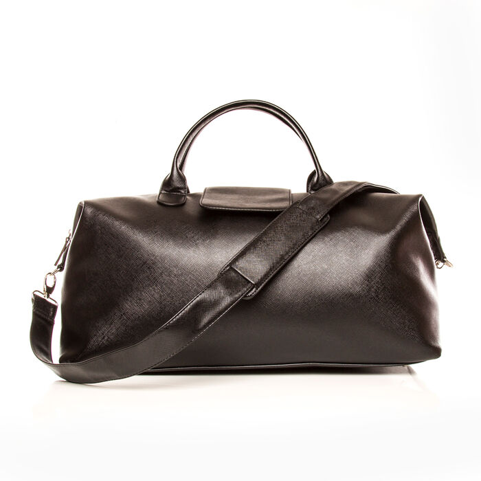 Brouk & Co. &quot;Alpha&quot; Black Faux Leather Duffel Bag