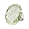 20.00 Carat Prasiolite Ring with White Zircon Accents in Sterling Silver