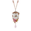 C. 1978 Vintage 7.60 ct. t.w. Multi-Gem Cameo Pin/Pendant Necklace in 18kt Rose Gold