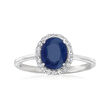 3.50 Carat Sapphire and .38 ct. t.w. Diamond Halo Ring in 14kt White Gold