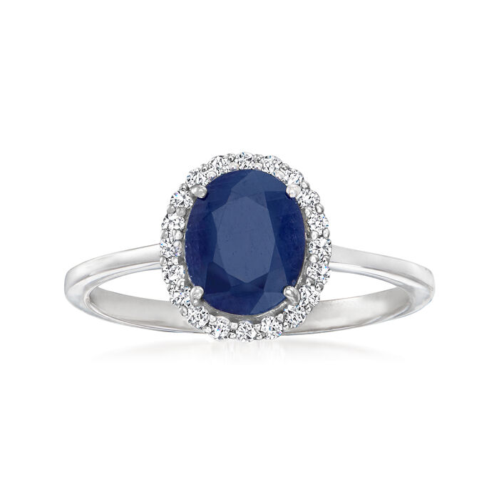 3.50 Carat Sapphire and .38 ct. t.w. Diamond Halo Ring in 14kt White Gold