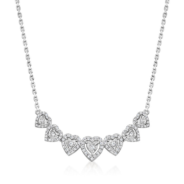 .50 ct. t.w. Diamond Graduated Heart Necklace in Sterling Silver