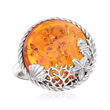 Amber Sea Life Ring in Sterling Silver