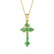 1.90 ct. t.w. Emerald Cross Pendant Necklace in 18kt Gold Over Sterling