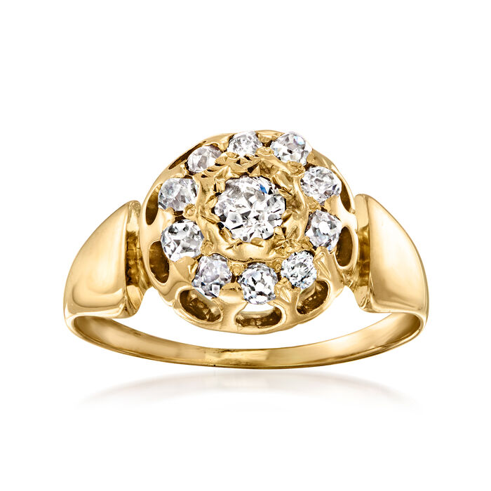 C. 1900 Vintage .50 ct. t.w. Diamond Cluster Ring in 18kt Yellow Gold