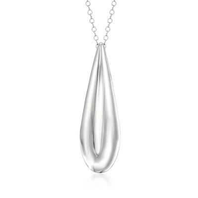 Italian Sterling Silver Teardrop Jewelry Set: Pendant Necklace and Drop Earrings