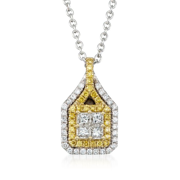 Gregg Ruth .61 ct. t.w. Yellow and White Diamond Pendant Necklace in 18kt White Gold