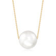 16mm Shell Pearl Solitaire Necklace in 18kt Gold Over Sterling