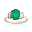 C. 1990 Vintage 2.65 Carat Emerald and .45 ct. t.w. Diamond Ring in Platinum