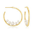 3.5x5-6x5mm Cultured Pearl Hoop Earrings in 18kt Gold Over Sterling