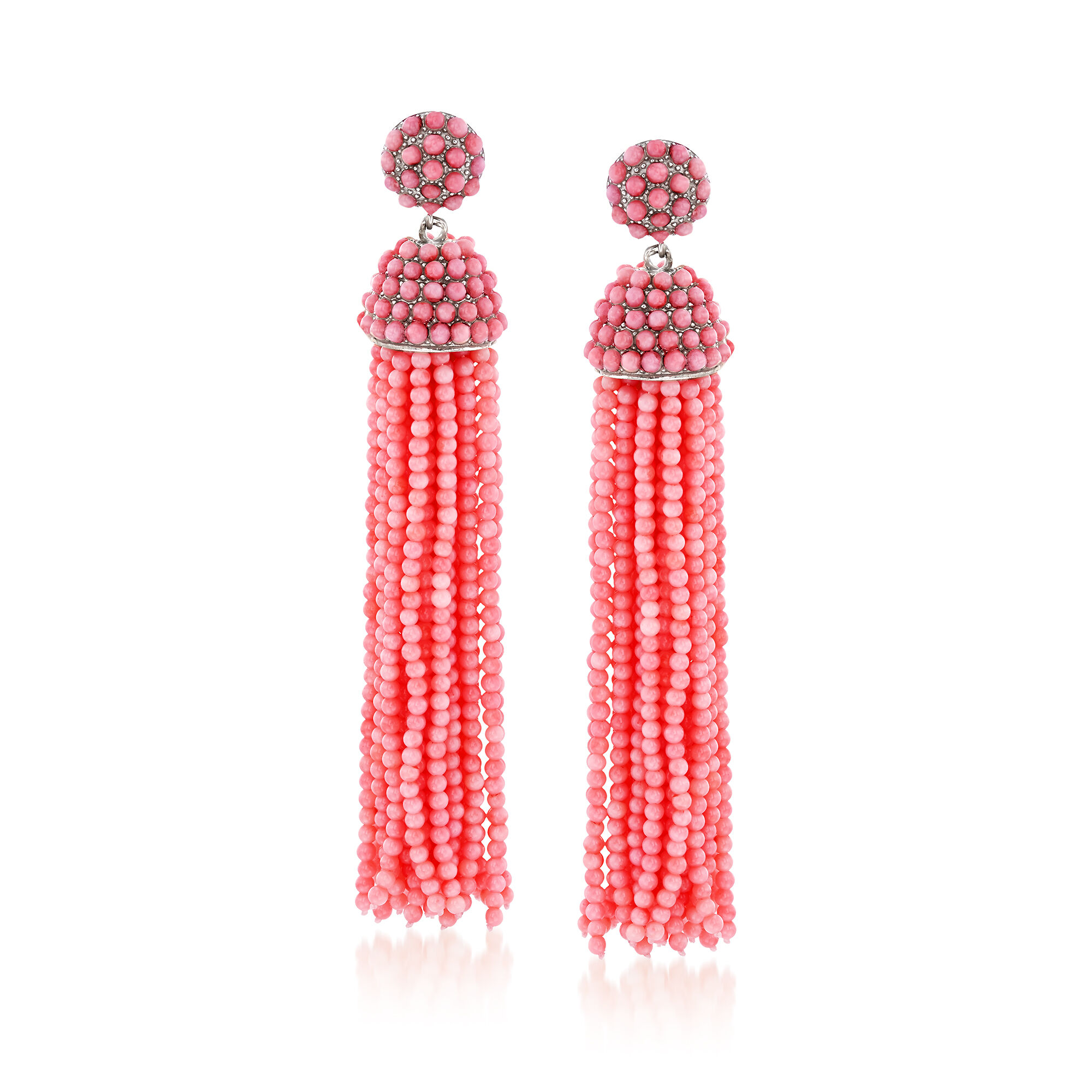Pink Coral and Silver Native American Inspired Beaded Earrings BACK IN STOCK!