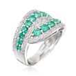 .90 ct. t.w. Emerald and .18 ct. t.w. Diamond Twist Ring in Sterling Silver