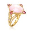 Judith Ripka &quot;Allure&quot; Pink Mother-Of-Pearl Doublet and .90 ct. t.w. Pink Tourmaline Ring With Diamonds in 18kt Yellow Gold