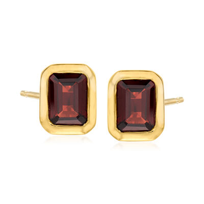 6.20 ct. t.w. Garnet Jewelry Set: Emerald-Cut Earrings and Necklace in 18kt Gold Over Sterling