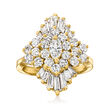 C. 1980 Vintage 1.70 ct. t.w. Diamond Cluster Ring in 14kt Yellow Gold