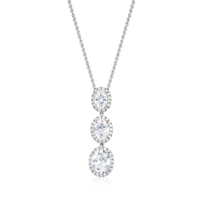 4.30 ct. t.w. CZ Drop Pendant Necklace in Sterling Silver