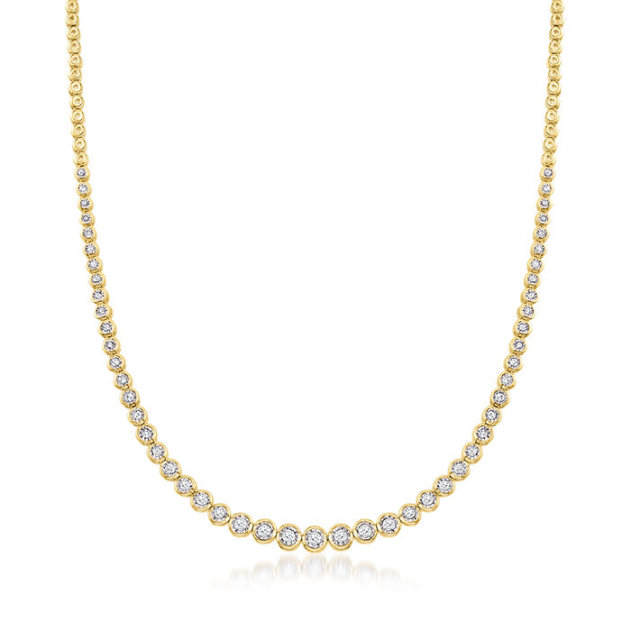 1.50 ct. t.w. Bezel-Set Diamond Necklace in 18kt Gold Over Sterling