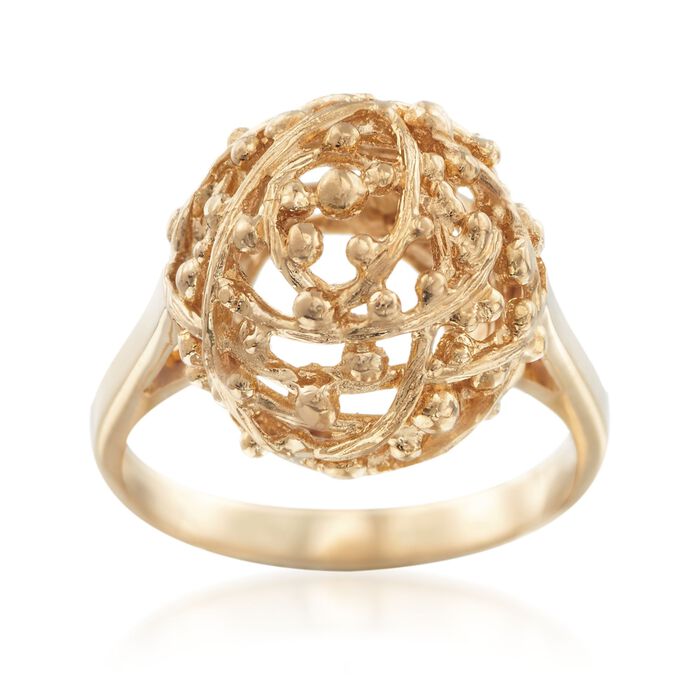 C. 1980 Vintage 18kt Yellow Gold Openwork Dome Ring