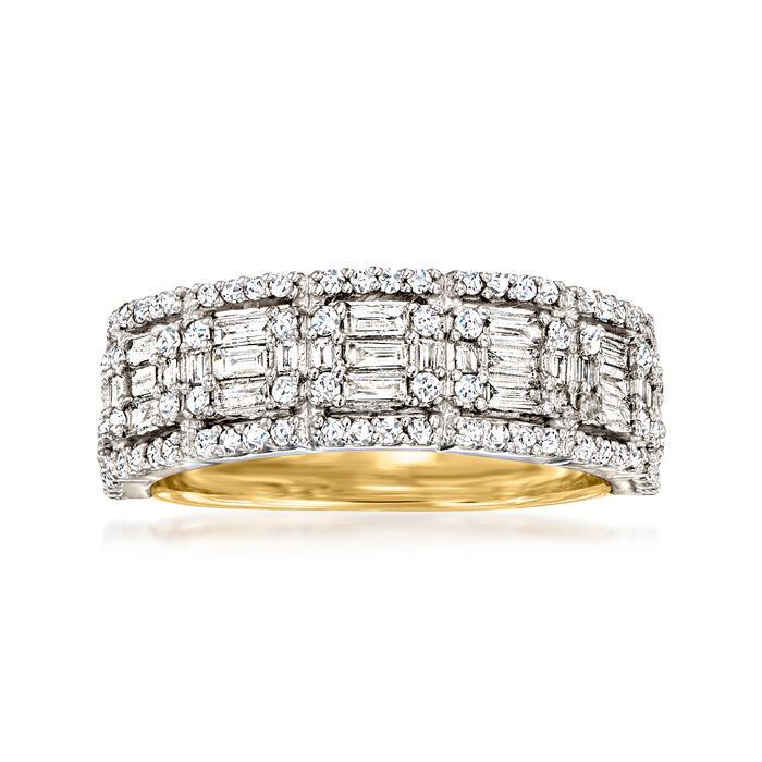 .80 ct. t.w. Baguette and Round Diamond Ring in 14kt Two-Tone Gold